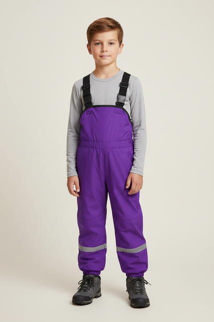 Pantalon Randonnée Violet Imperméable Réfléchissant Bretelles Enfant - Polyester