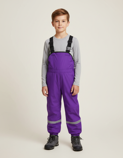 Pantalon Randonnée Violet Imperméable Réfléchissant Bretelles Enfant - Polyester