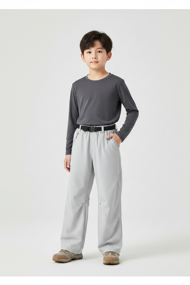 Pantalon Randonnée Gris Ample Décontracté Unisexe - Polyester