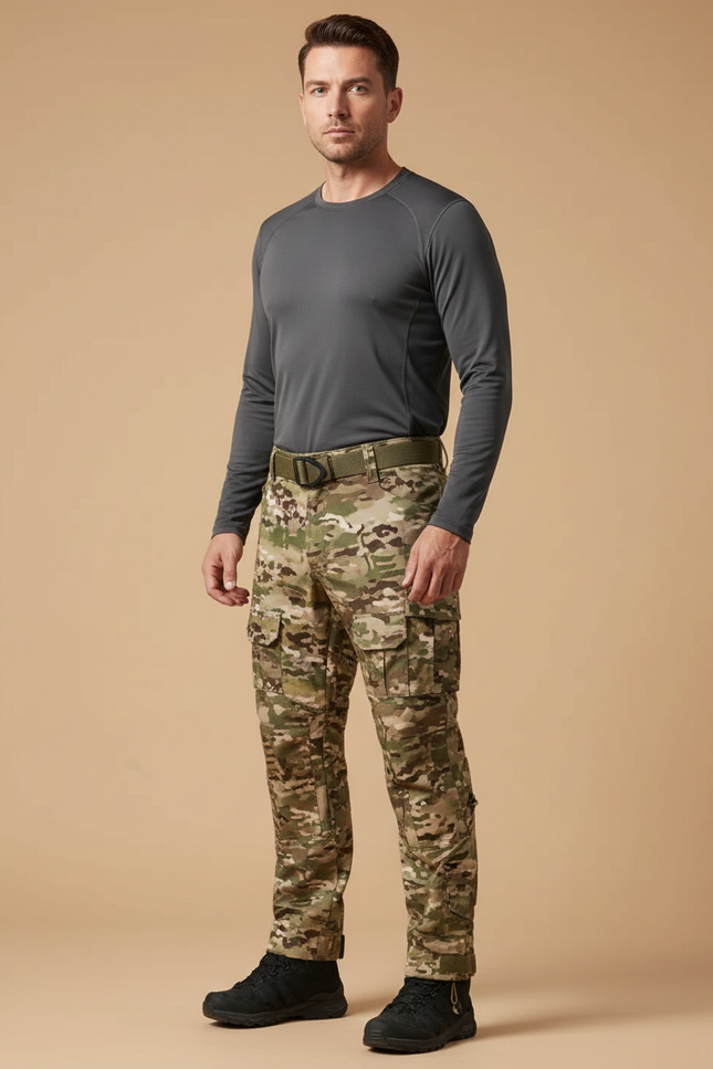 Pantalon Randonnée Camouflage Cargo Multipoches Résistant Homme - Multicolore Toile