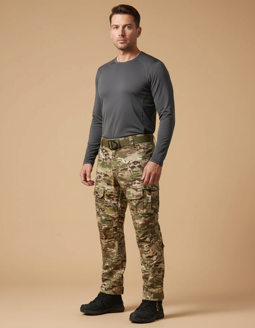 Pantalon Randonnée Camouflage Cargo Multipoches Résistant Homme - Multicolore Toile