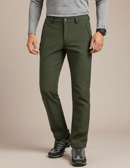 Pantalon Randonnée Vert Olive Softshell Zippé Homme - Kaki Polyester