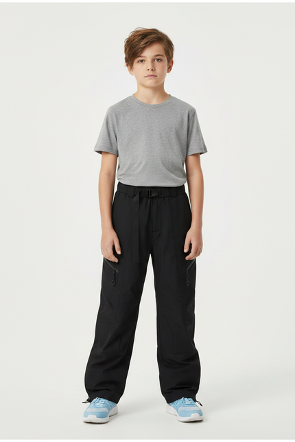 Pantalon Randonnée Noir Imperméable Enfant Cargo - Polyester