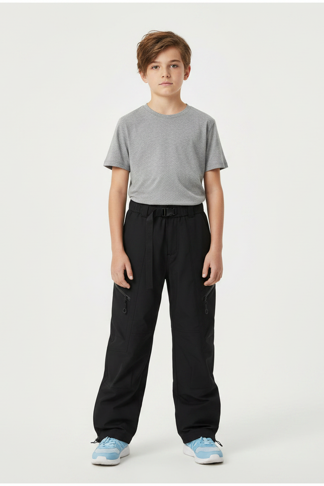 Pantalon Randonnée Noir Imperméable Enfant Cargo - Polyester