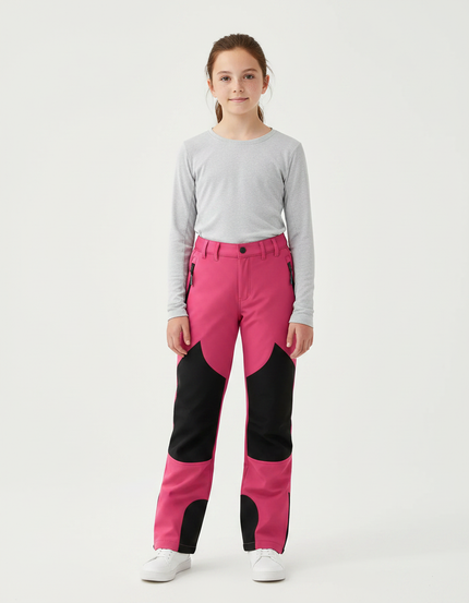 Pantalon Randonnée Rose Noir Imperméable Hiver Fille - Polyester