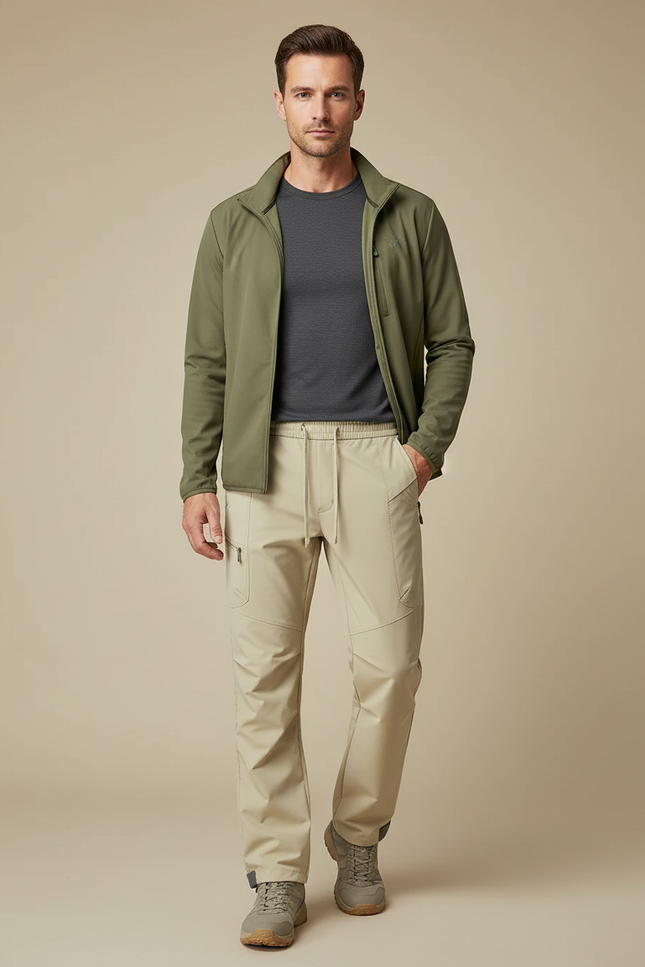 Pantalon Randonnée Beige Confortable Homme Cordon - Polyester