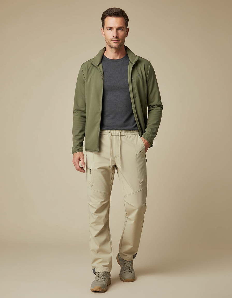 Pantalon Randonnée Beige Confortable Homme Cordon - Polyester