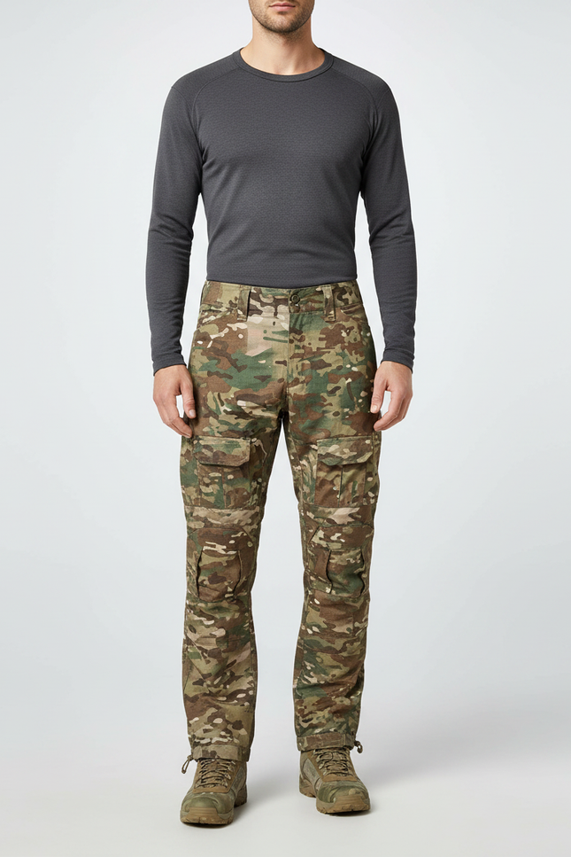 Pantalon Randonnée Camouflage Militaire Multipoches Homme Robuste - Multicolore Toile