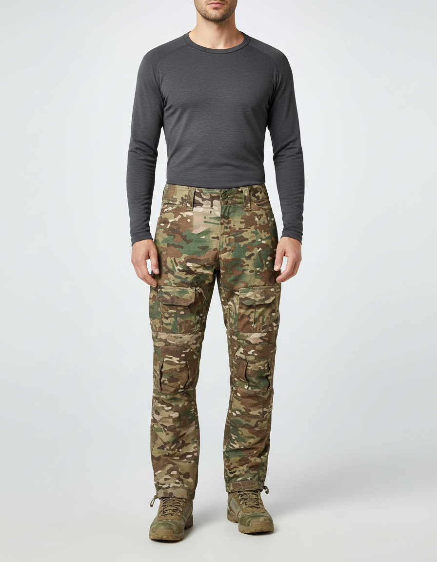 Pantalon Randonnée Camouflage Militaire Multipoches Homme Robuste - Multicolore Toile