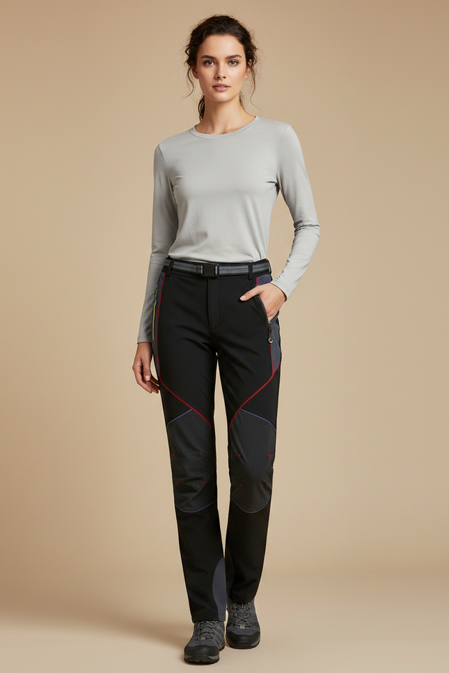 Pantalon Randonnée Noir Ceinture Respirant Femme - Polyester