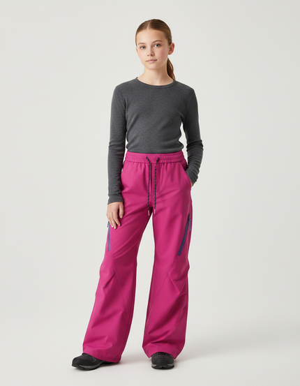 Pantalon Randonnée Rose Ample Zippé Enfant - Polyester