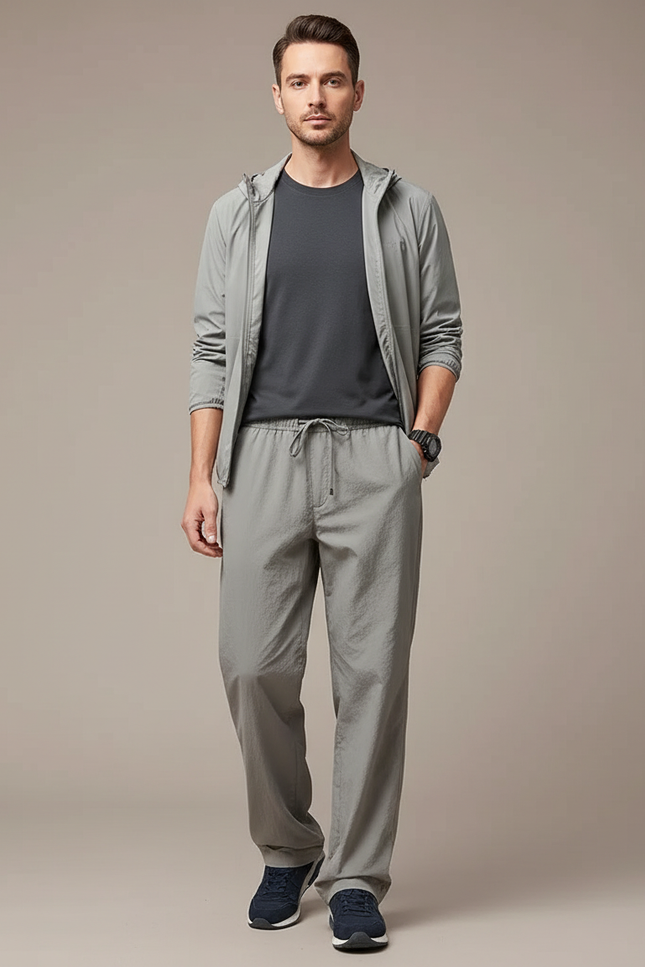 Pantalon Randonnée Gris Léger Ample Sport Décontracté - Polyester