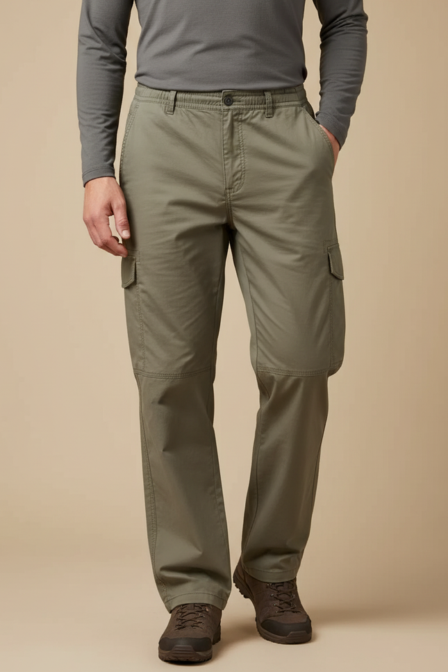 Pantalon Randonnée Kaki Droit Convertible Multi-Poches Homme - Toile