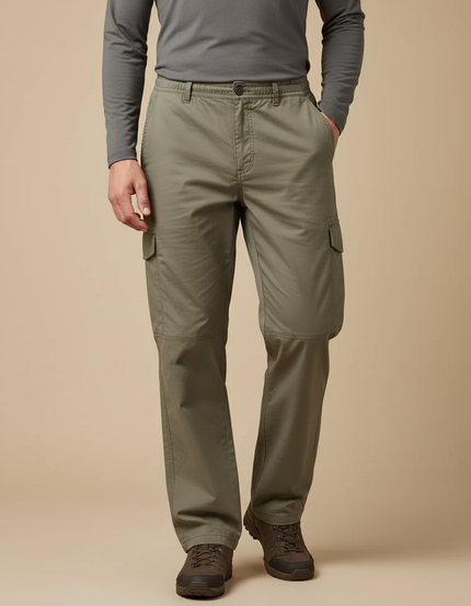 Pantalon Randonnée Kaki Droit Convertible Multi-Poches Homme - Toile