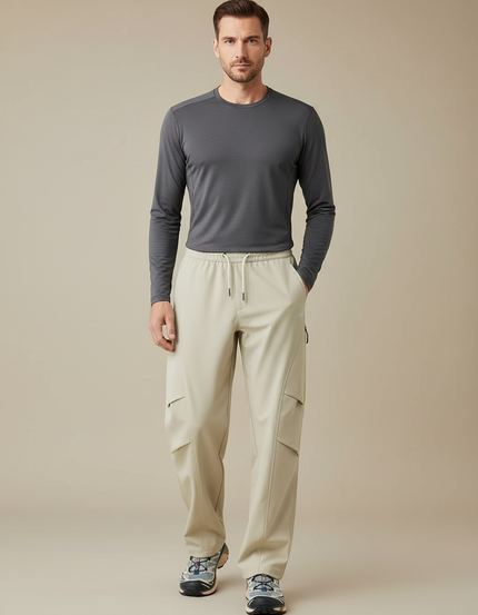 Pantalon Randonnée Beige Cargo Confortable Imperméable Homme - Polyester