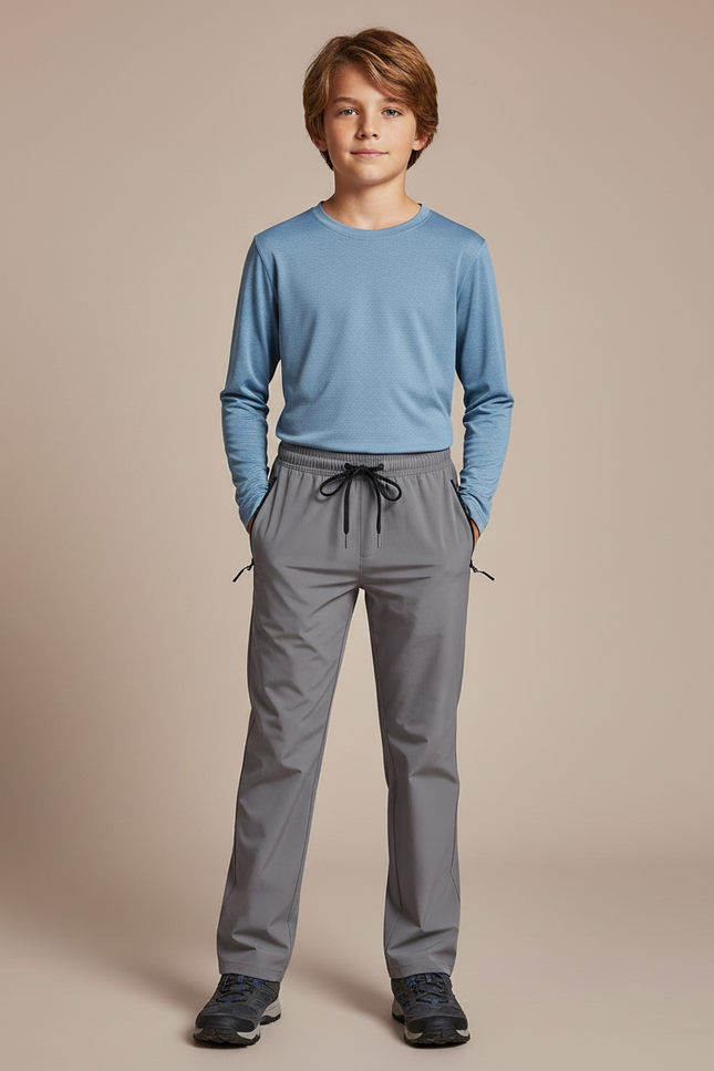 Pantalon Randonnée Gris Enfant Léger Confortable Sport - Polyester