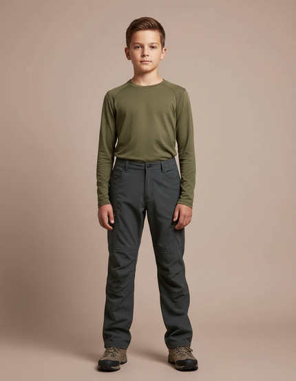 Pantalon Randonnée Gris Foncé Cargo Enfant Uni Décontracté - Polyester
