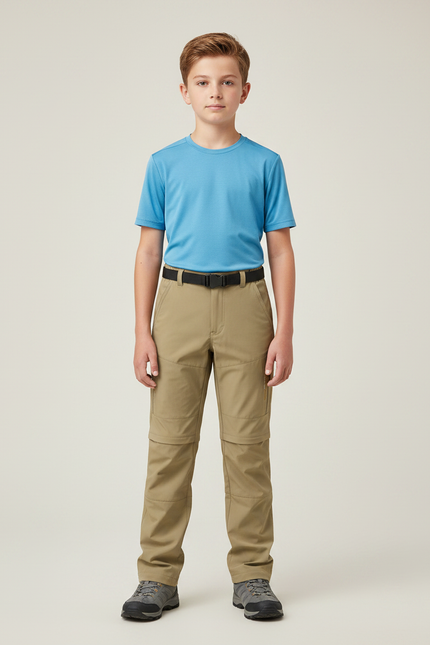 Pantalon Randonnée Beige Convertible Enfant Tactique - Polyester