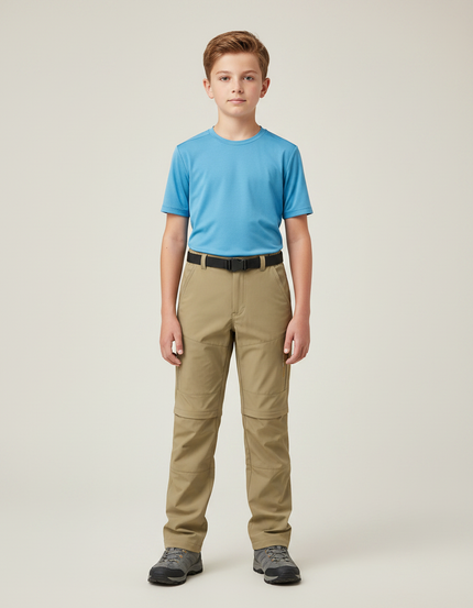 Pantalon Randonnée Beige Convertible Enfant Tactique - Polyester