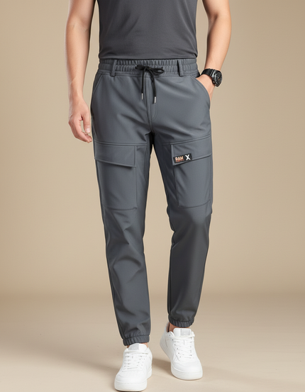 Pantalon Randonnée Gris Cargo Homme Jogger Sport - Polyester