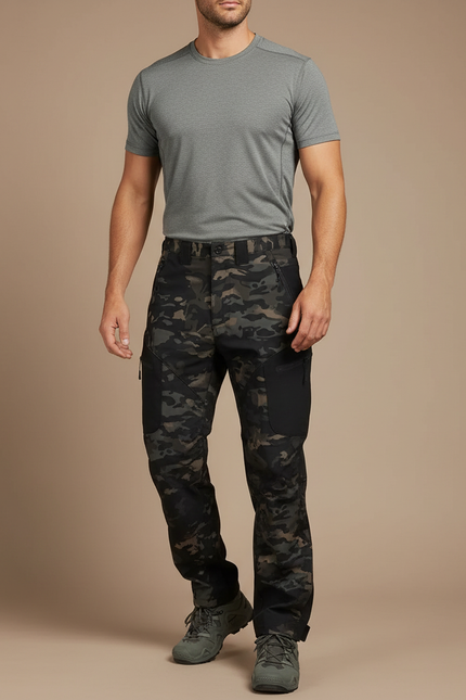 Pantalon Randonnée Camouflage Tactique Cargo Imperméable Homme - Multicolore Polyester