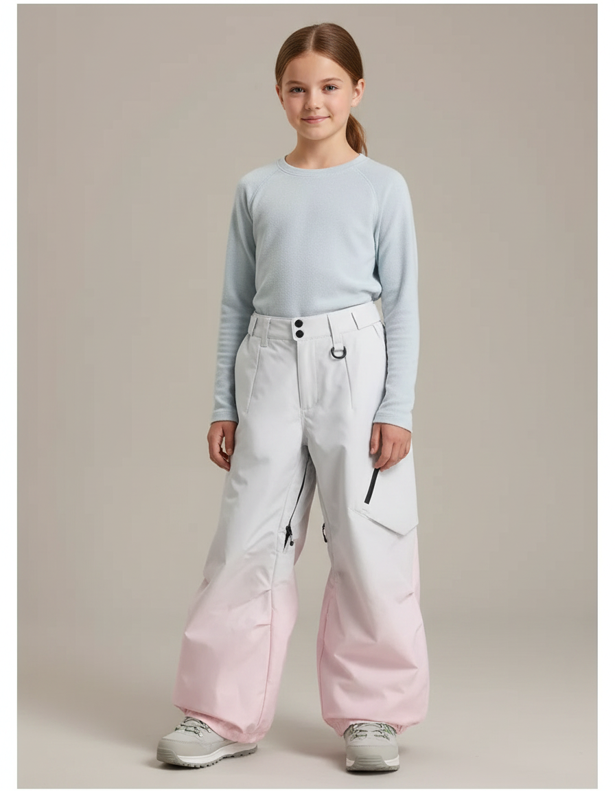 Pantalon Randonnée Dégradé Rose Ample Imperméable Fille - Multicolore Polyester