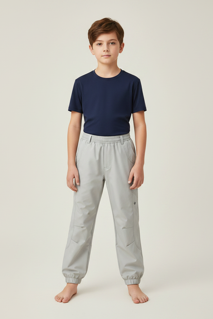 Pantalon Randonnée Gris Enfant Élastique Décontracté Léger - Polyester