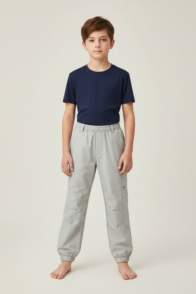 Pantalon Randonnée Gris Enfant Élastique Décontracté Léger - Polyester