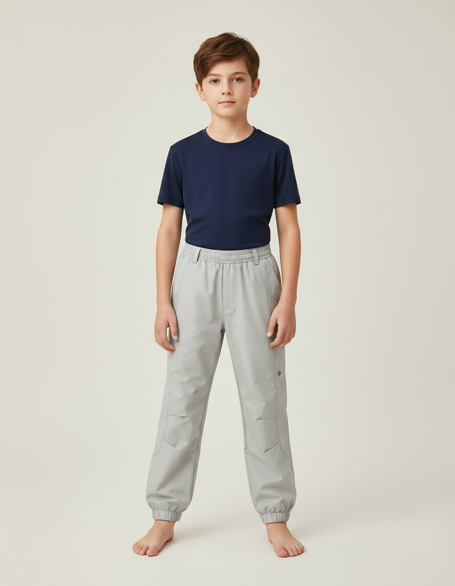 Pantalon Randonnée Gris Enfant Élastique Décontracté Léger - Polyester