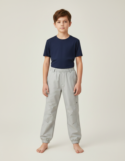 Pantalon Randonnée Gris Enfant Élastique Décontracté Léger - Polyester
