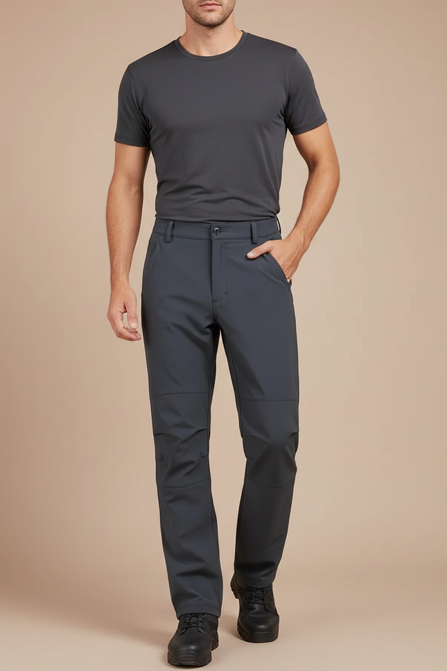 Pantalon Randonnée Gris Anthracite Coupe Droite Confortable - Polyester