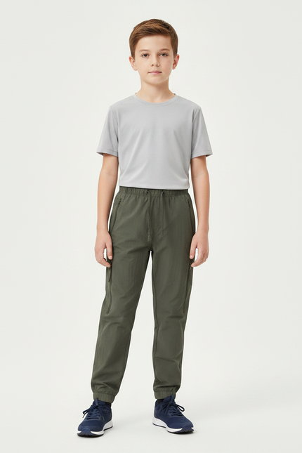 Pantalon Randonnée Kaki Enfant Léger Confortable Respirant - Polyester