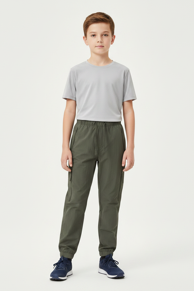 Pantalon Randonnée Kaki Enfant Léger Confortable Respirant - Polyester