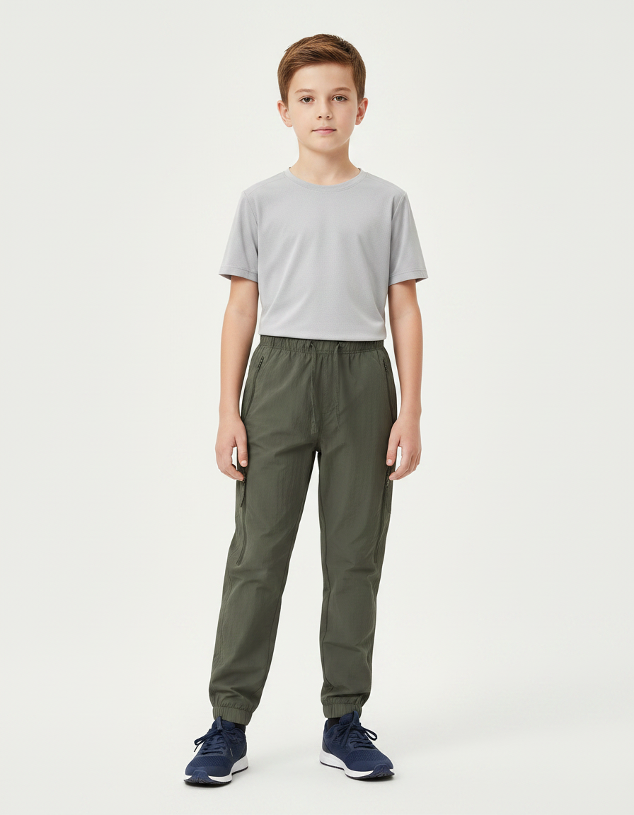 Pantalon Randonnée Kaki Enfant Léger Confortable Respirant - Polyester