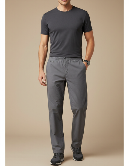 Pantalon Randonnée Gris Coton Ample Décontracté Homme