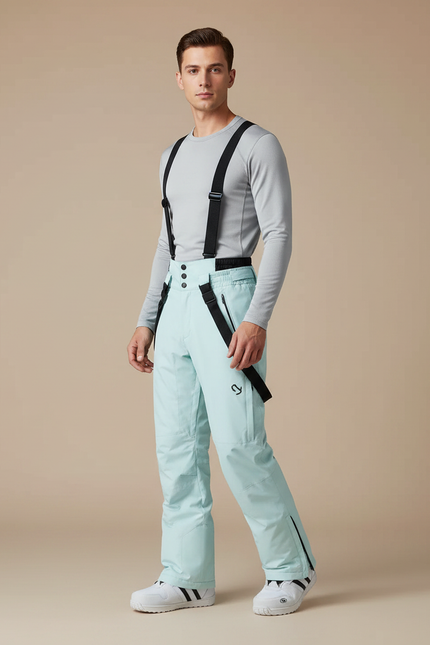 Pantalon Randonnée Aqua Bretelles Imperméable Ski Homme - Bleu Polyester