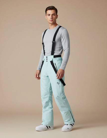 Pantalon Randonnée Aqua Bretelles Imperméable Ski Homme - Bleu Polyester