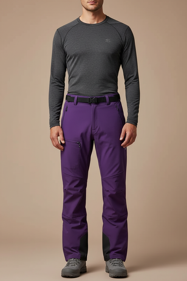 Pantalon Randonnée Violet Ample Ceinture Intégrée Homme - Polyester