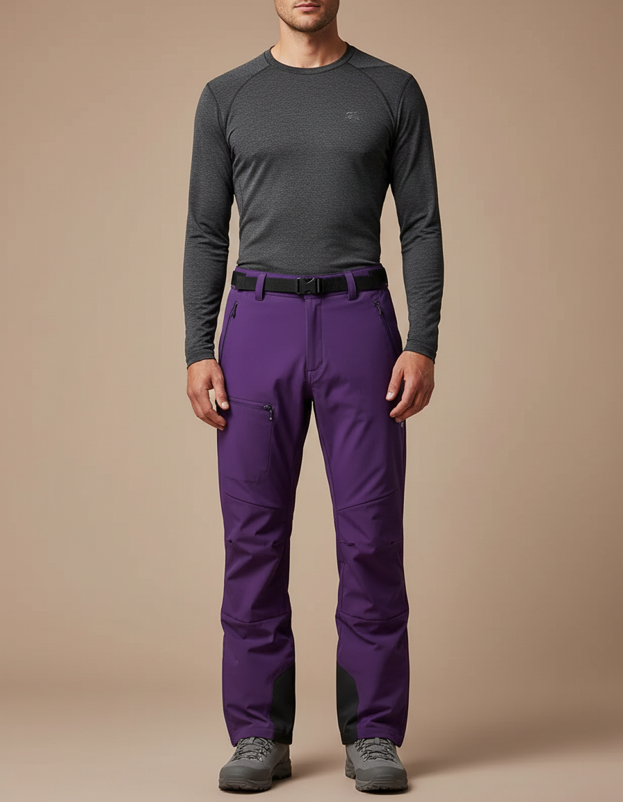 Pantalon Randonnée Violet Ample Ceinture Intégrée Homme - Polyester