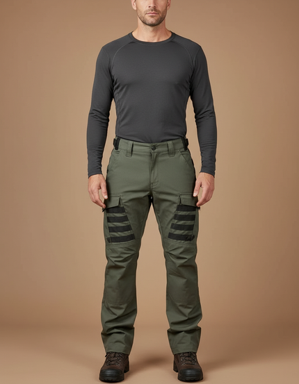 Pantalon Randonnée Vert Cargo Tactique Robuste Homme - Kaki Toile