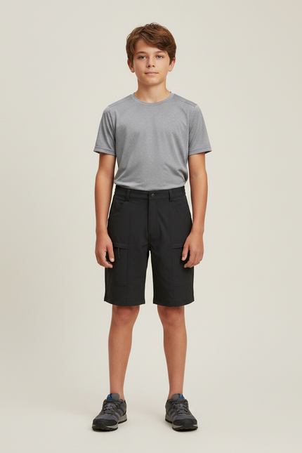 Pantalon Randonnée Noir Cargo Léger Enfant - Polyester