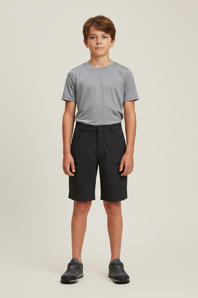 Pantalon Randonnée Noir Cargo Léger Enfant - Polyester