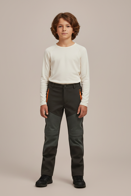 Pantalon Randonnée Enfant Bicolore Imperméable Coupe-vent Gris - Polyester