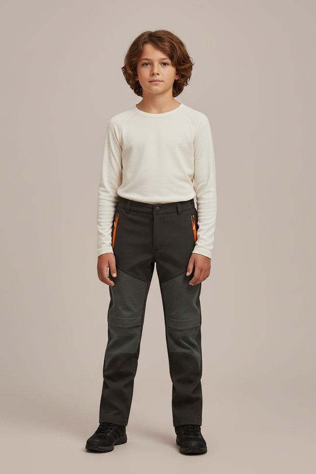Pantalon Randonnée Enfant Bicolore Imperméable Coupe-vent Gris - Polyester