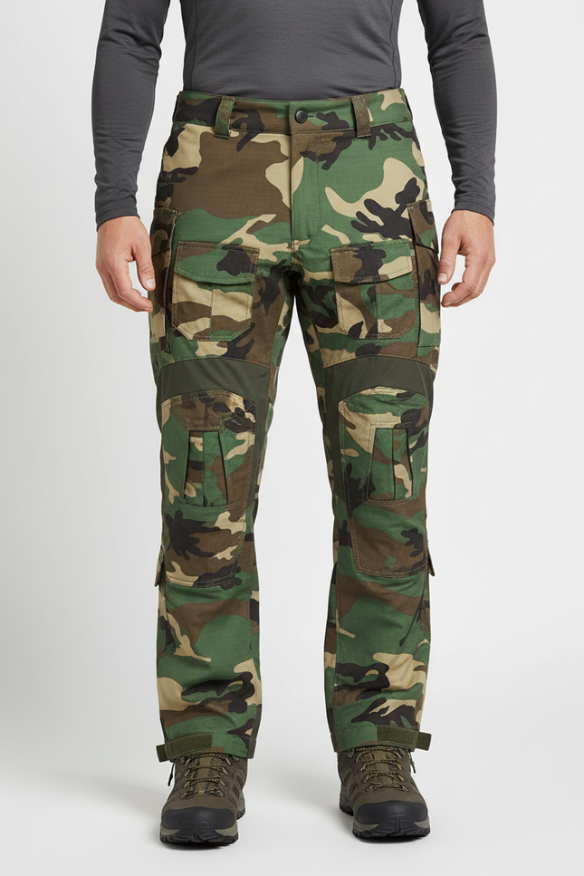 Pantalon Randonnée Camouflage Homme Tactique Multi-Poches Renforcé - Multicolore Toile