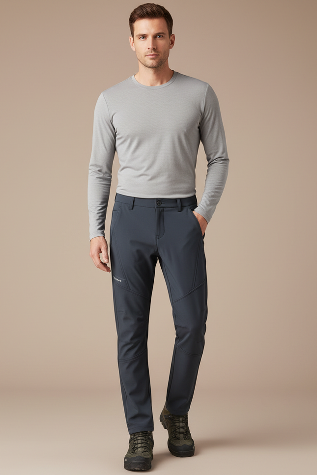 Pantalon Randonnée Homme Gris Anthracite Softshell Extensible - Polyester