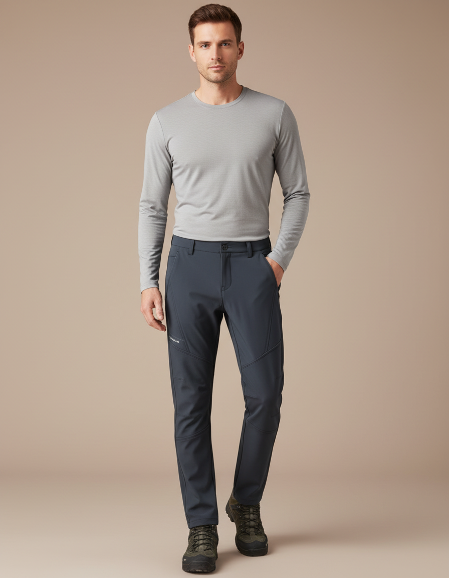 Pantalon Randonnée Homme Gris Anthracite Softshell Extensible - Polyester