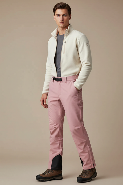 Pantalon Randonnée Rose Ample Imperméable Ceinture Homme - Polyester