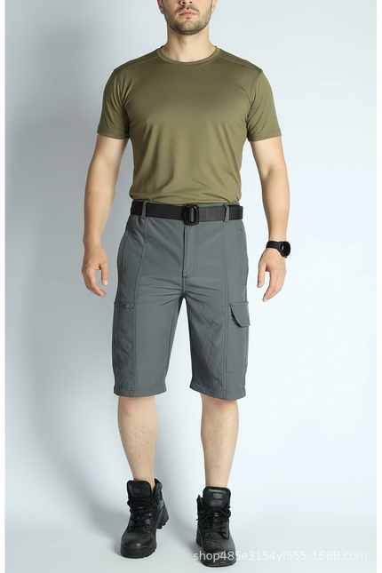 Pantalon Randonnée Gris Cargo Léger Homme Détachable - Polyester