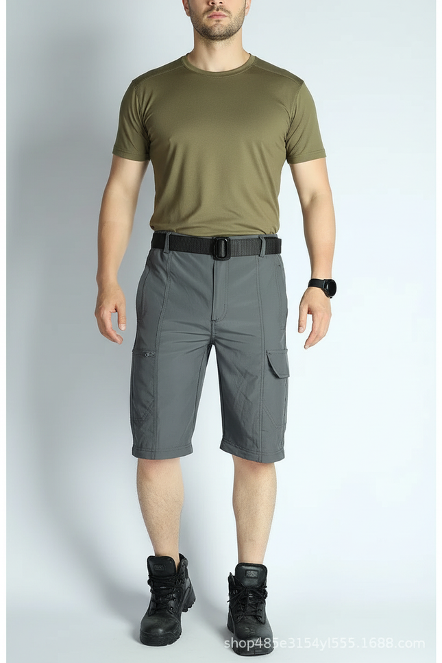Pantalon Randonnée Gris Cargo Léger Homme Détachable - Polyester